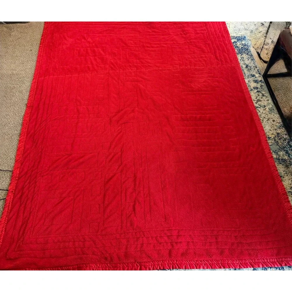Large Handmade Sock Monkey Patchwork Quilt Blue Red Banana Theme Throw Blanket